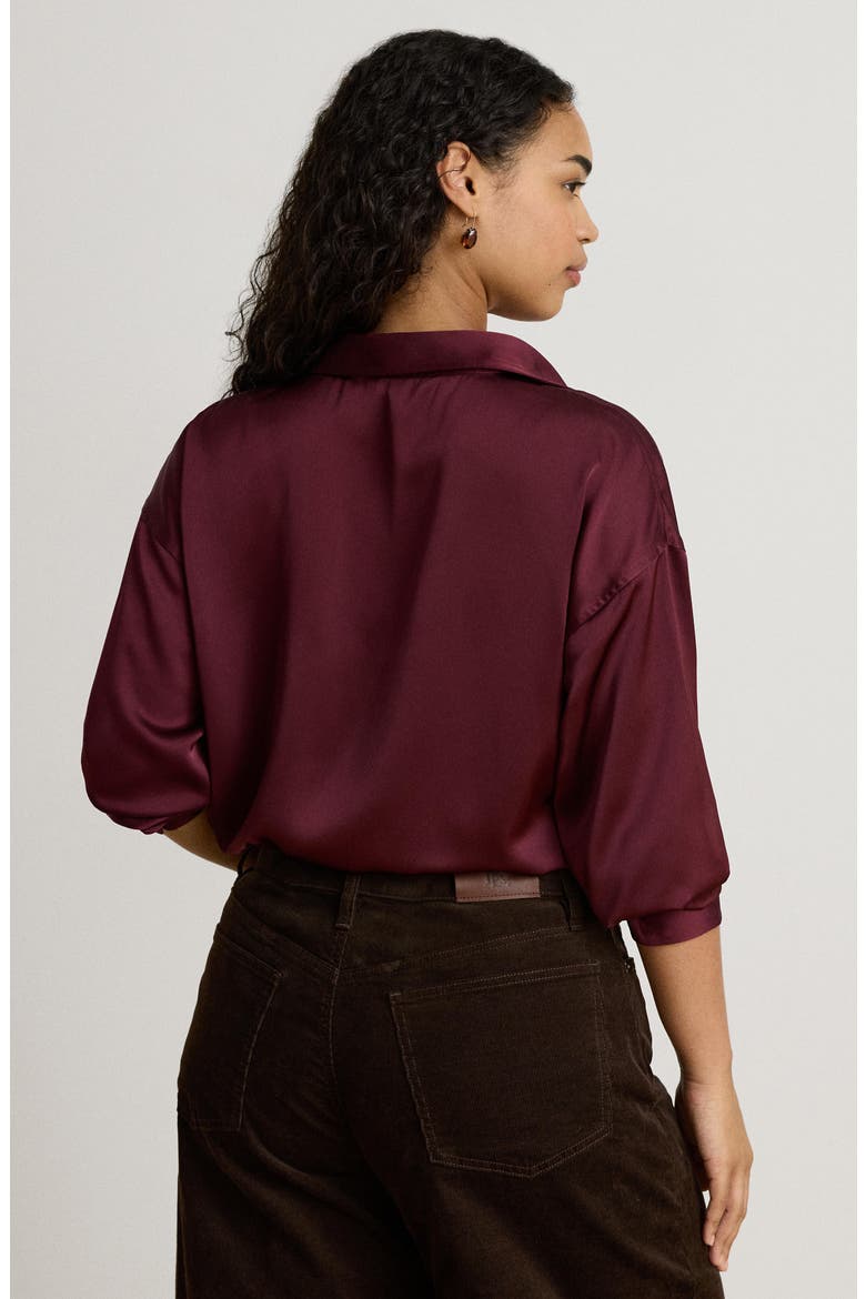 Long Sleeve Charmeuse Shirt, Alternate, color, RED