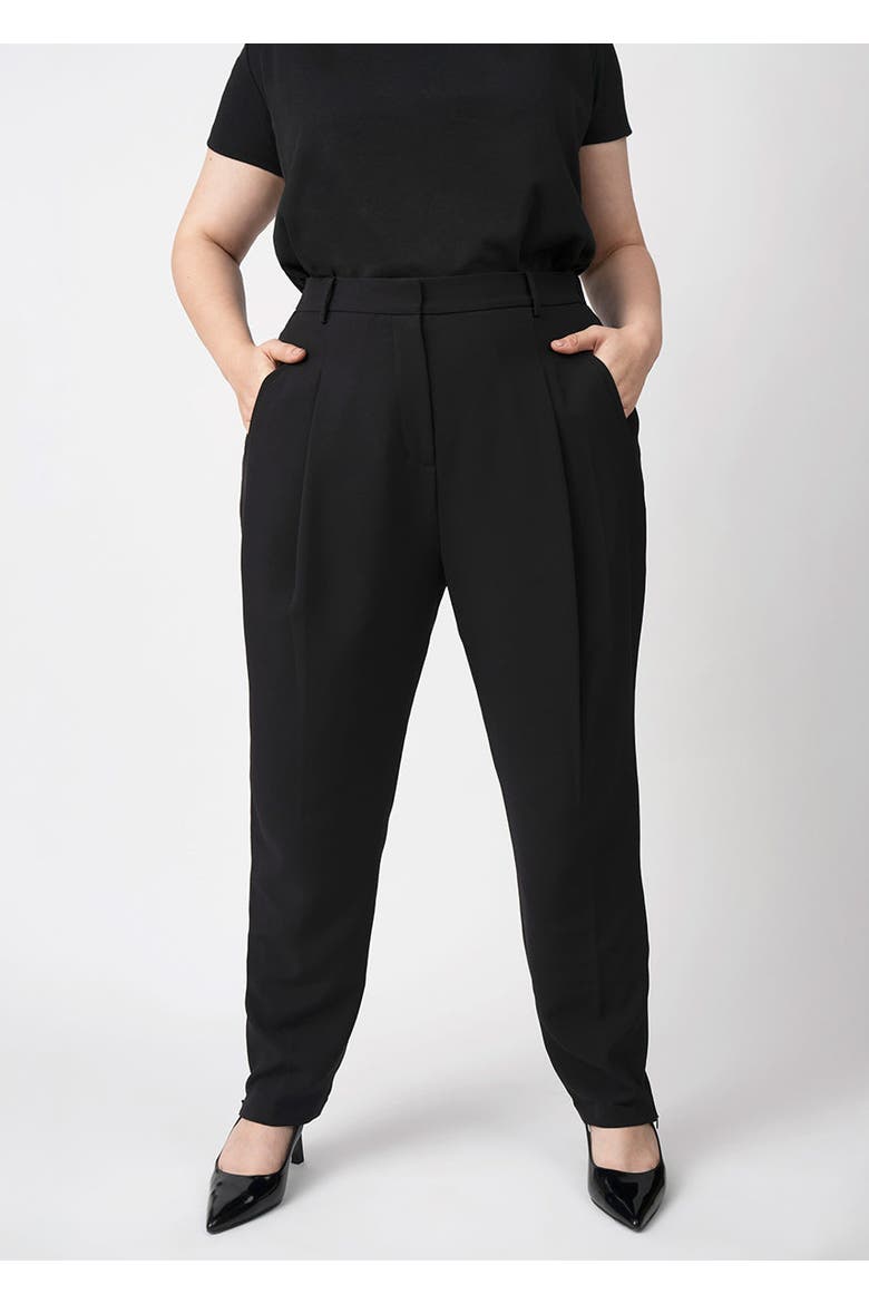 Stretch Crepe Pleated Plus Size Trouser, Main, color, Jet Black