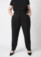 SEE ROSE GO Stretch Crepe Pleated Plus Size Trouser