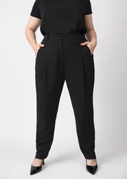 SEE ROSE GO Stretch Crepe Pleated Plus Size Trouser