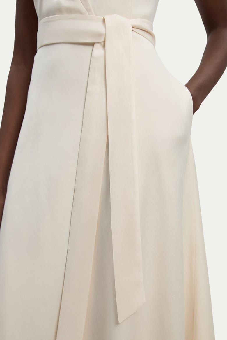 Tailored Linen Wrap Maxi Dress, Alternate, color, Ivory