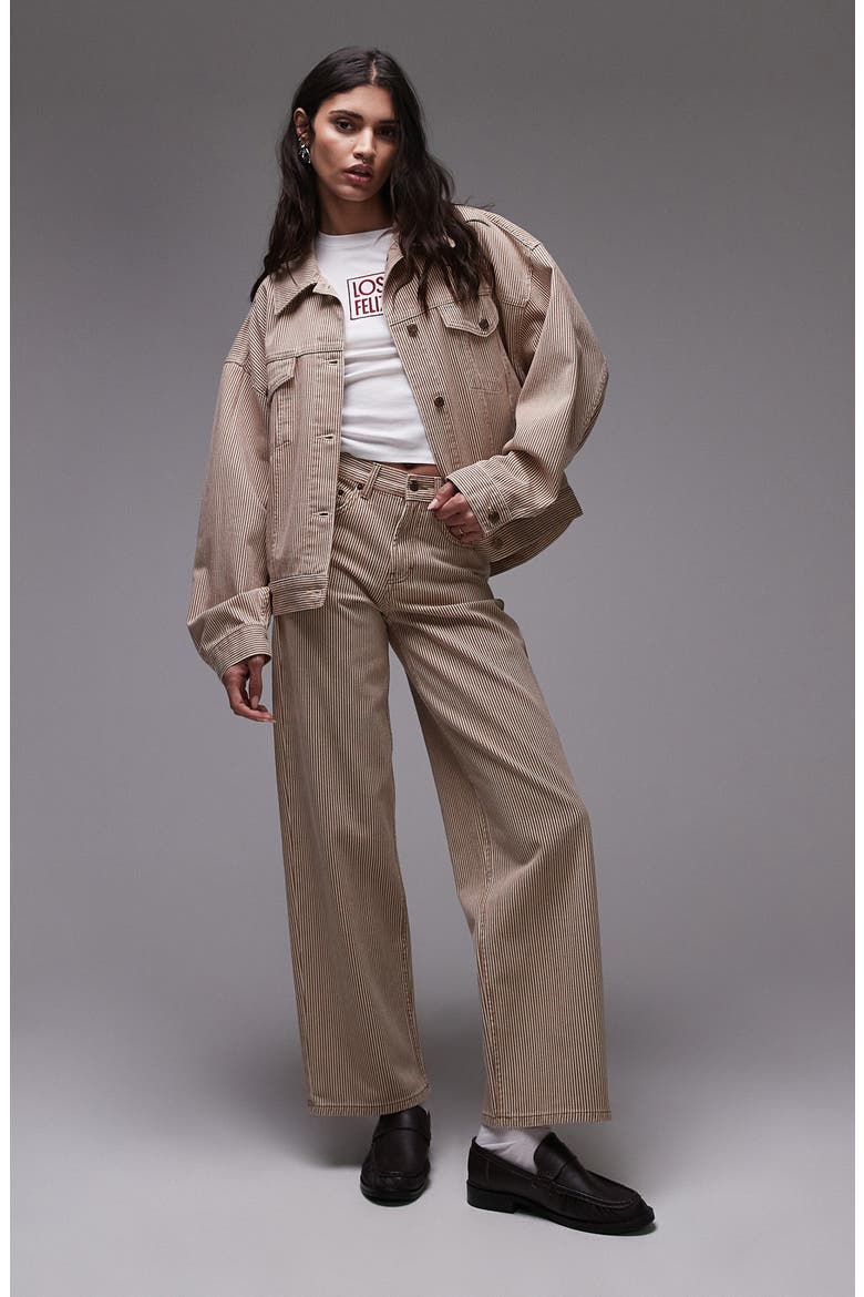 Stripe Denim Balloon Sleeve Jacket, Alternate, color, RUST MULTI