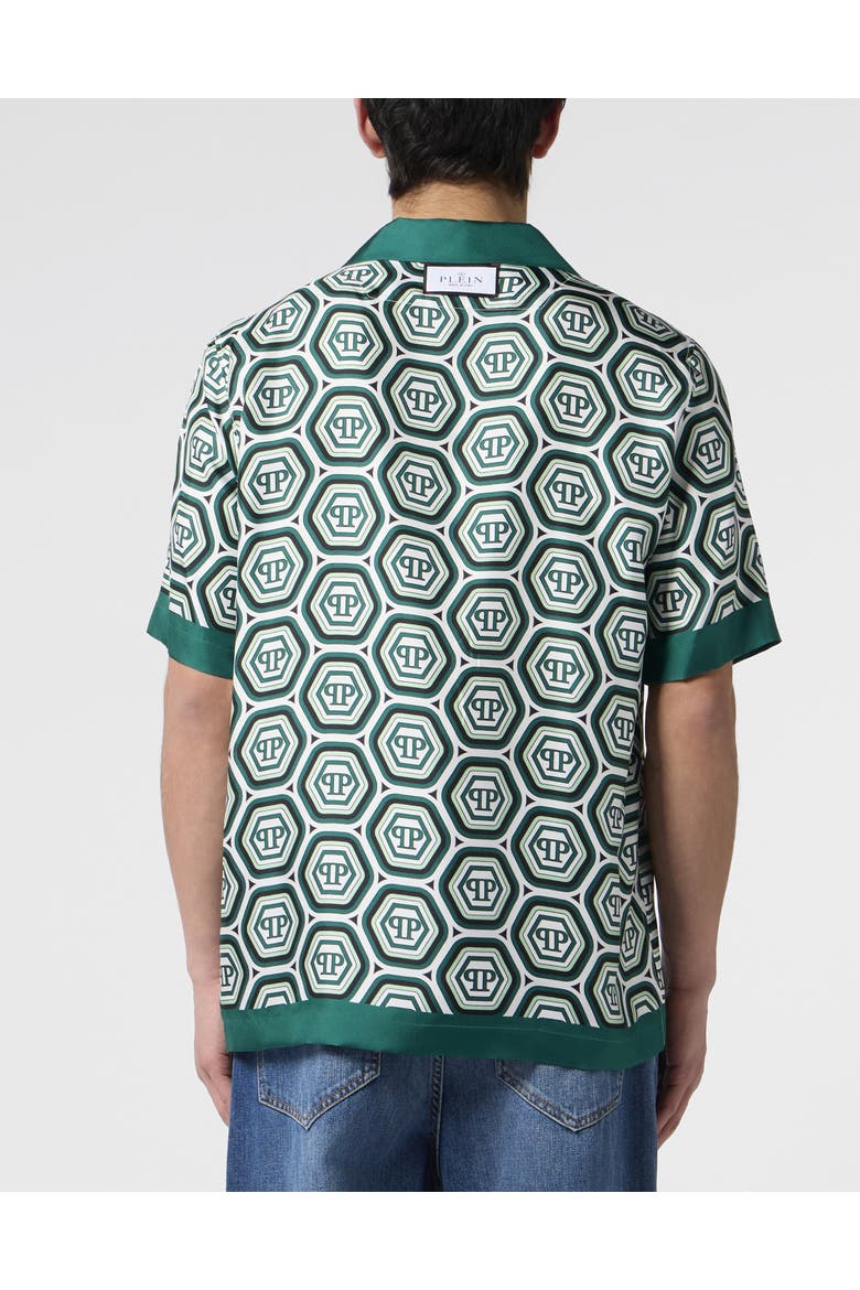Silk Bowling Shirt Monogram 70'S Men, Alternate, color, green