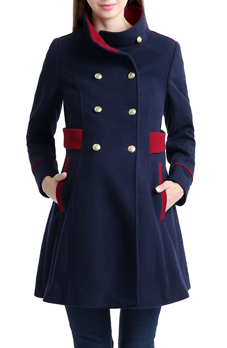 Kimi and Kai Pan Military Wool Blend Maternity Peacoat, Main, color, 