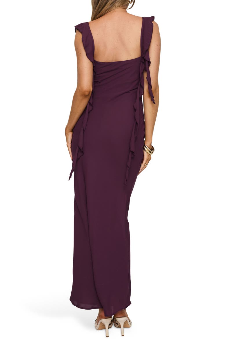Princess Polly Lanai Ruffle Sleeveless Maxi Dress, Alternate, color, Plum