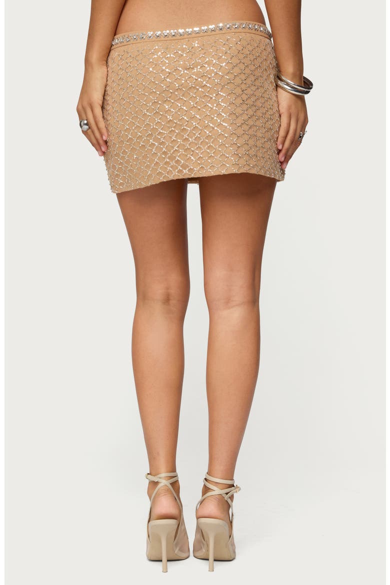 Jenny Beaded Mesh Miniskirt, Alternate, color, BEIGE