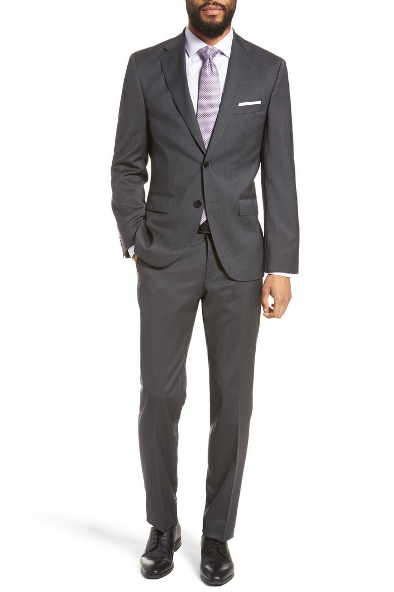 Johnstons/Lenon Regular Fit Solid Wool Suit, Main, color, CHARCOAL