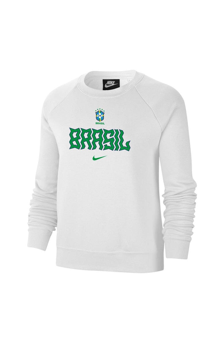 Nike Women's Nike White Brazil National Team Lockup Varsity Tri-Blend Raglan Pullover Sweatshirt, Alternate, color, White
