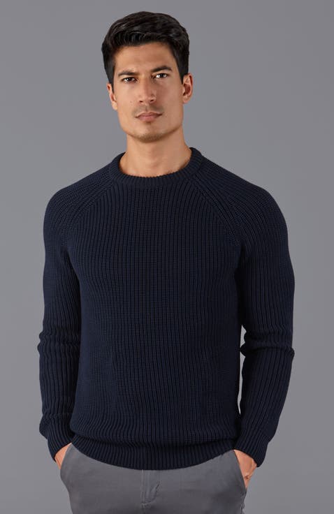 Cotton Fisherman Rib Knit Sweater