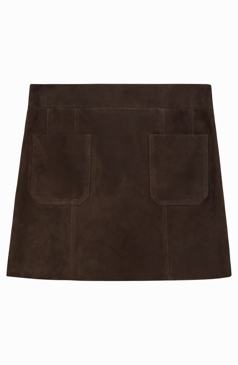 Reiss Vida Suede Miniskirt, Alternate, color, Chocolate Brown