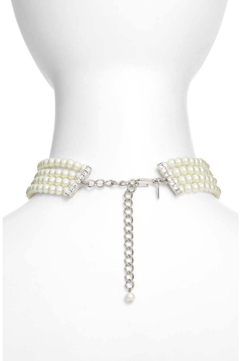 Faux Pearl Choker Necklace, Alternate, color, POLISHED SILVER