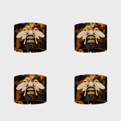 Joanna Buchanan Set Of 4 Tortoiseshell Bee Napkin Rings In Brown