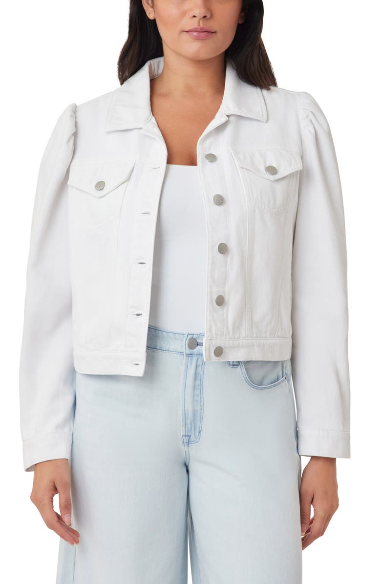 Kensie Puff Sleeve Denim Jacket, Alternate, color, White