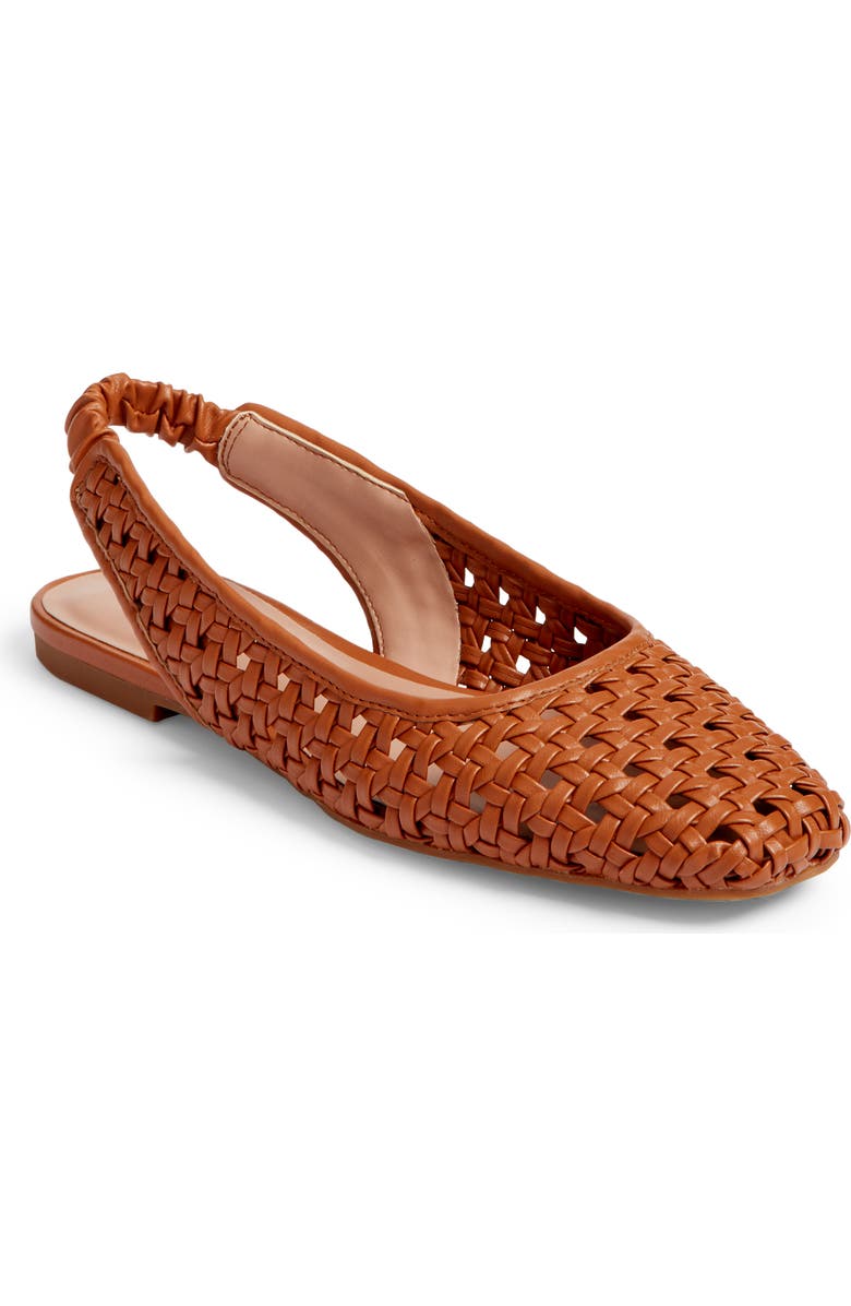 Nordstrom Arabella Woven Slingback Flat, Main, color, Tan Toffee