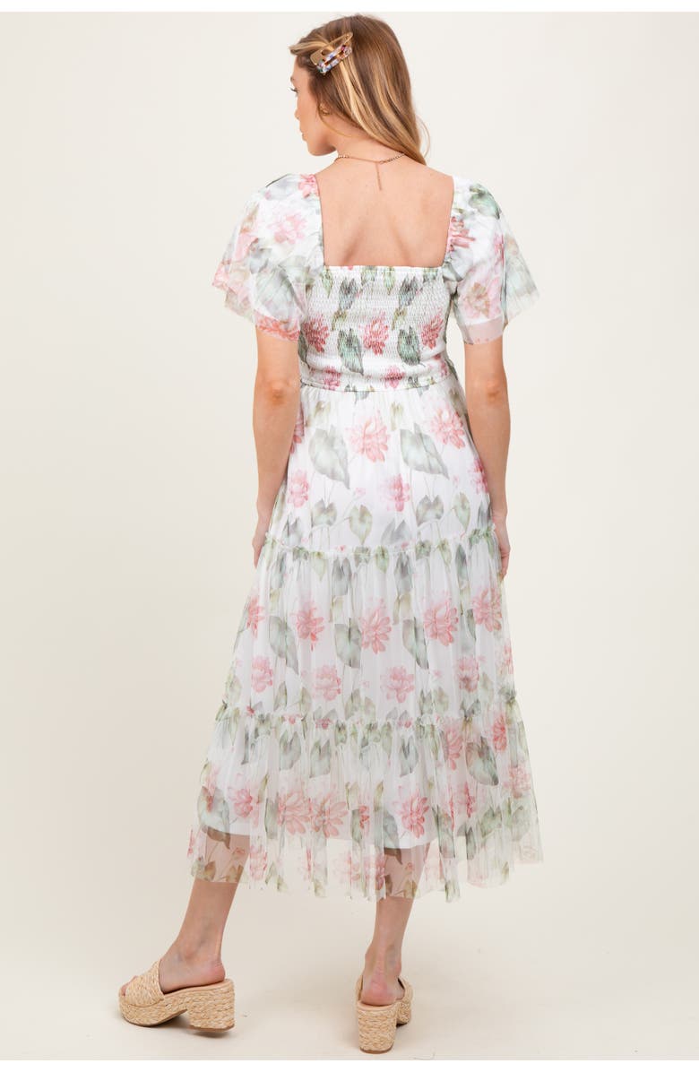 PinkBlush Floral Mesh Smocked Midi Dress, Alternate, color, 