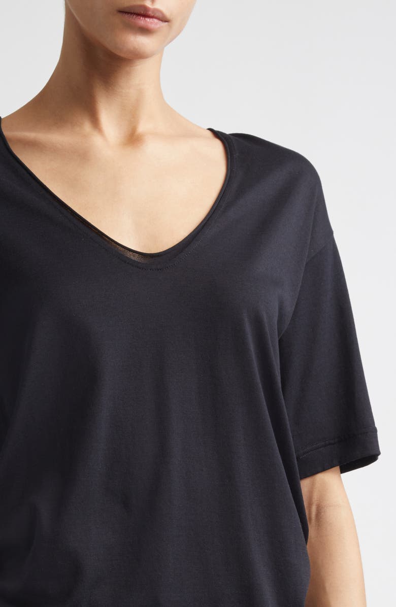 TOTEME Silk Crepe T-Shirt, Alternate, color, Black