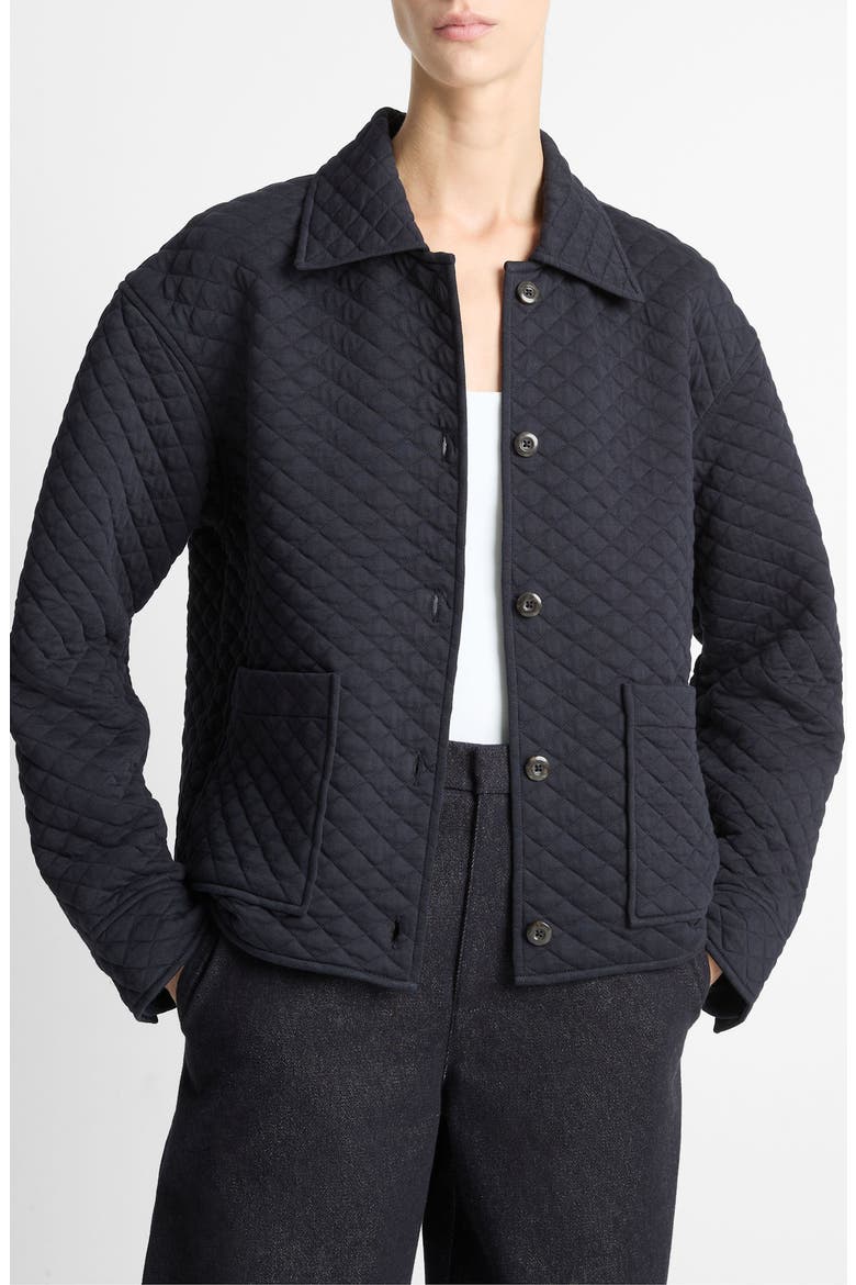 Cotton Blend Quilted Jacket, Main, color, COASTAL BLUE
