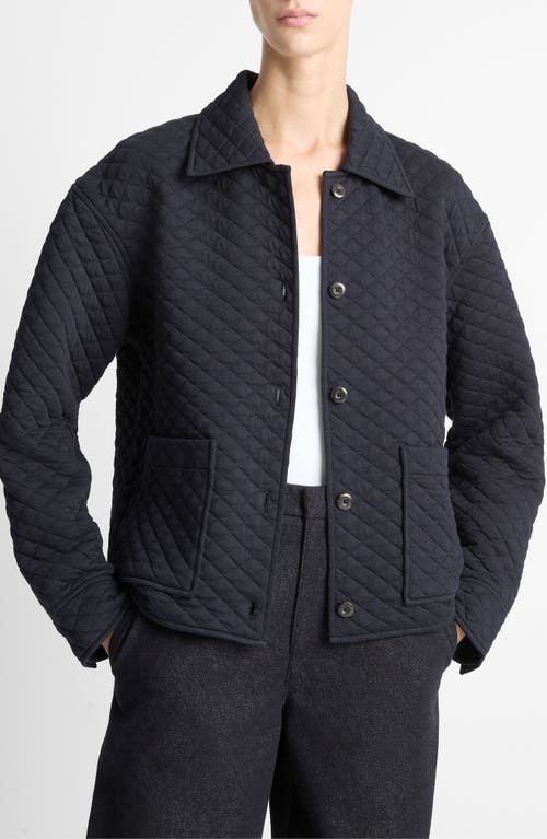 Vince Cotton Blend Quilted Jacket In Blue