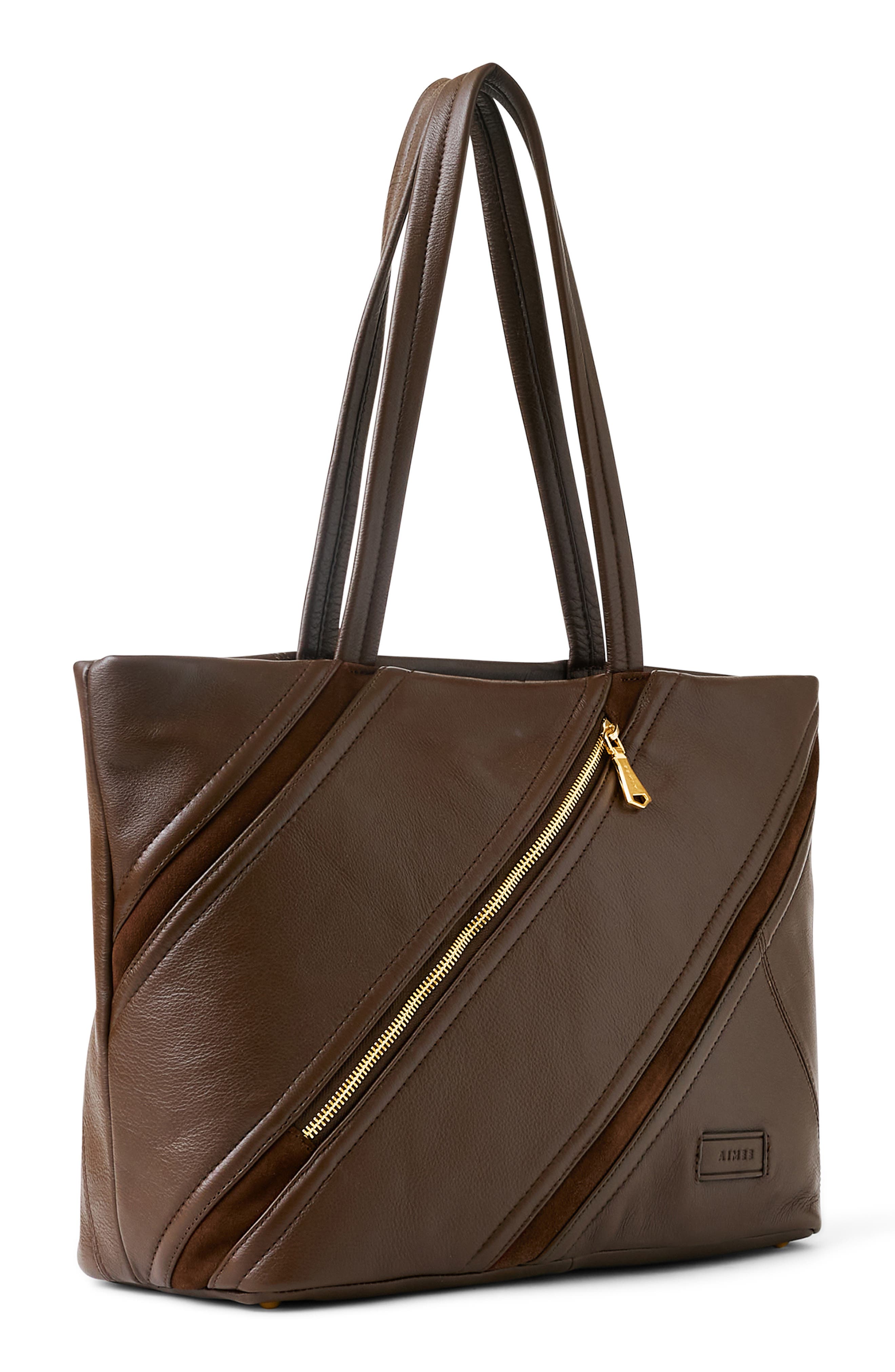 Avenue Top Zip Leather Tote, Alternate, color, FUDGE