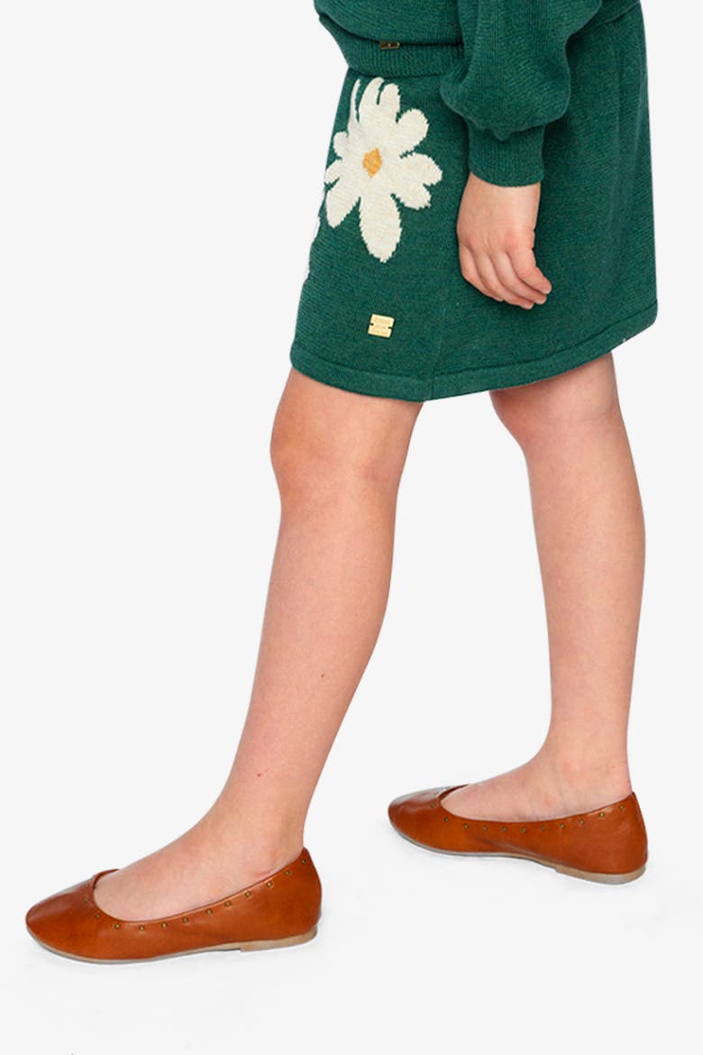 Knitted Daisy Jacquard Elastic Waist Skirt, Alternate, color, Jasper Printed Green