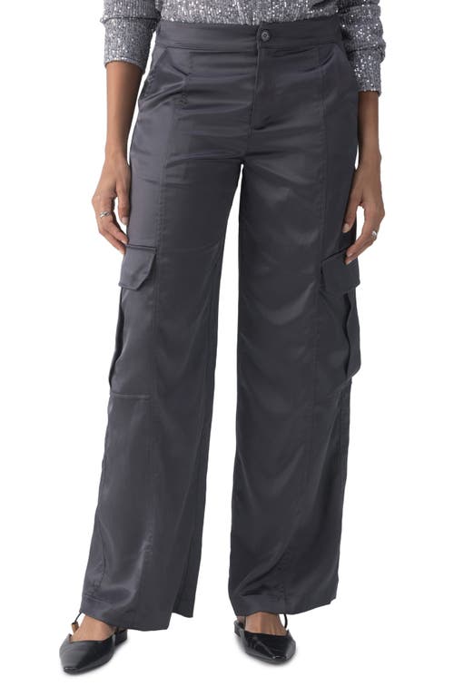 Sanctuary Elite High Waist Satin Cargo Pants in Gun Metal 