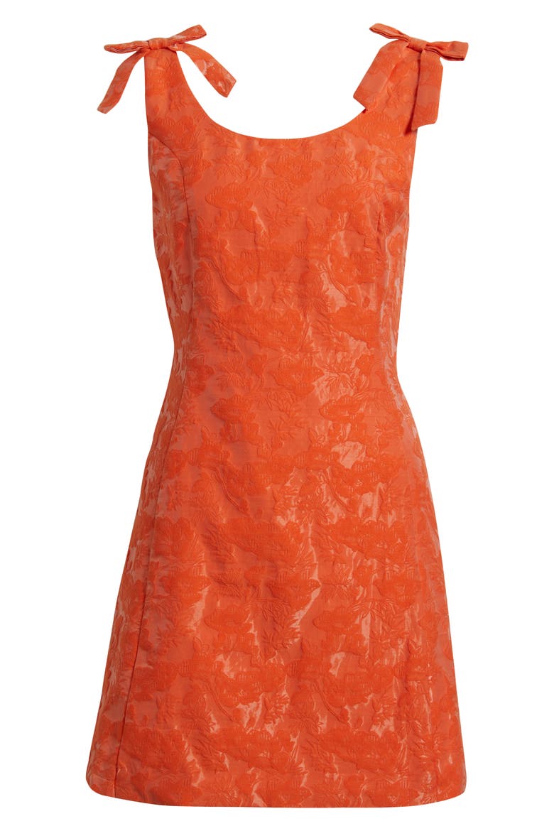Neroli Bow Jacquard Minidress, Alternate, color, ORANGE