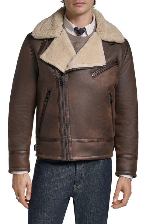 Asymmetrical Faux Shearling Moto Jacket