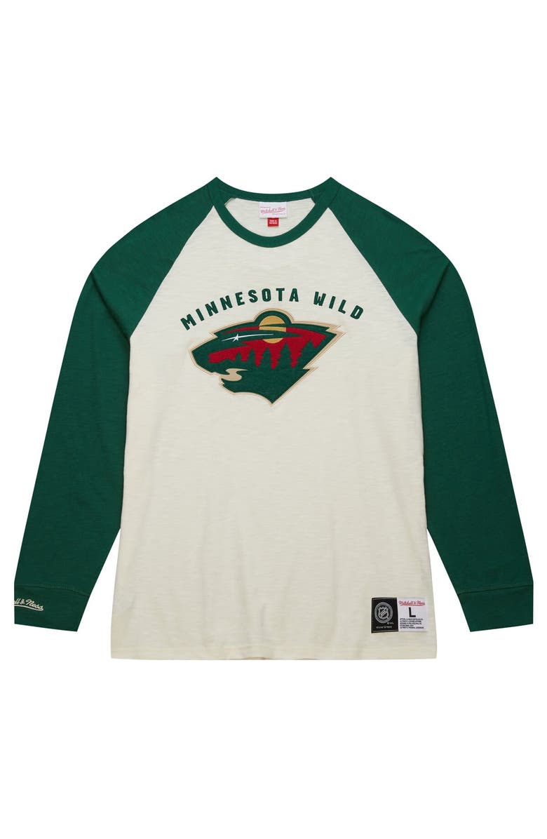 Mitchell & Ness Men's Mitchell & Ness Cream Minnesota Wild Legendary Slub Vintage Raglan Long Sleeve T-Shirt, Alternate, color, Cream