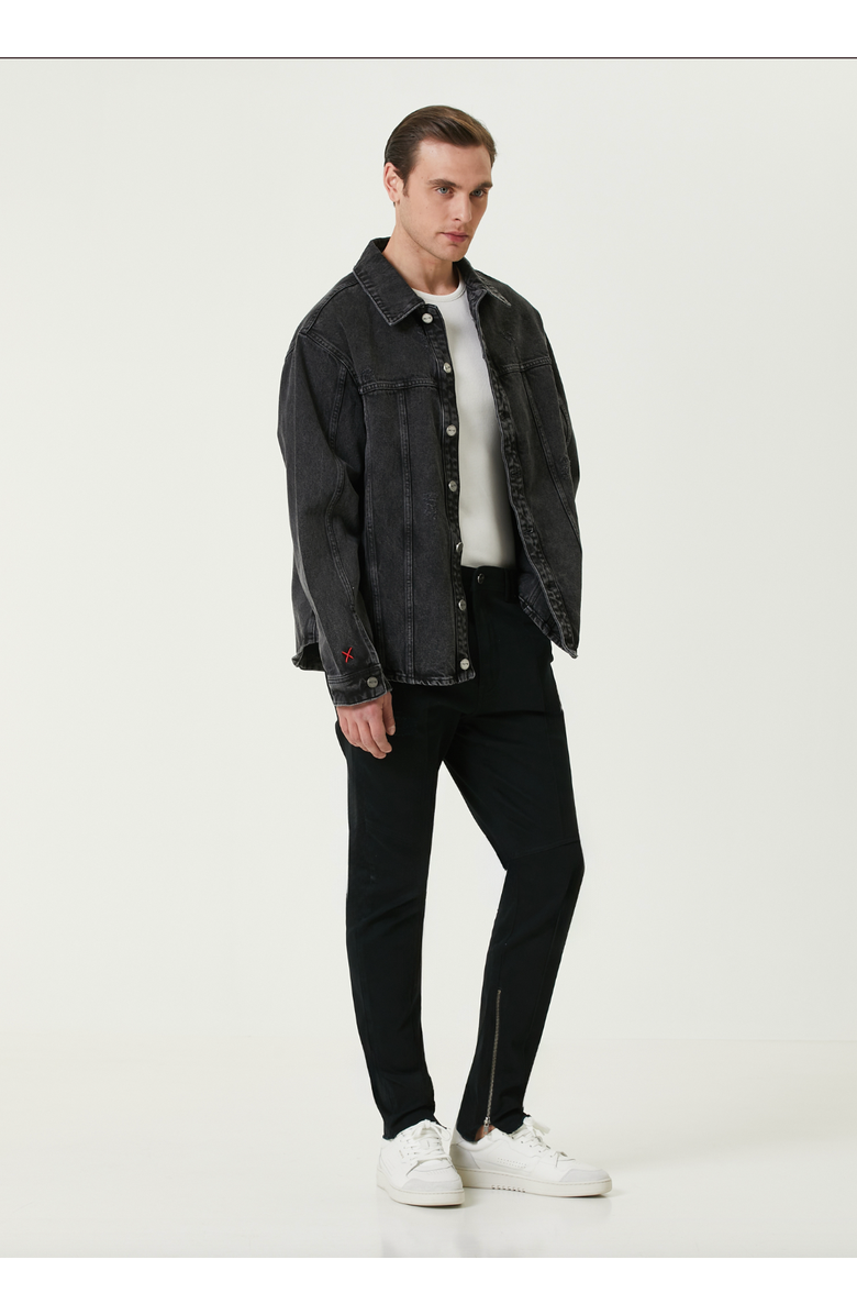 PCFG Pure Cotton Free Heaven Destroyed Denim Jacket, Alternate, color, Black