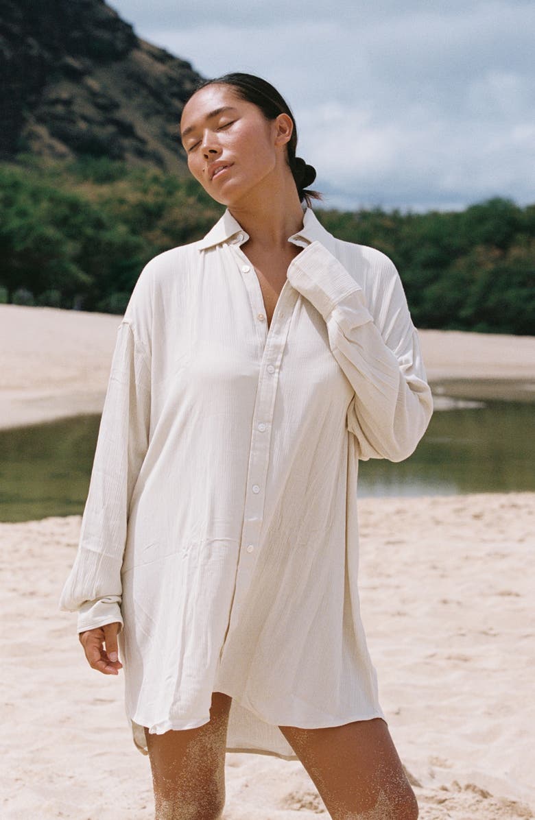 Stone Fox Swim Mimi Relaxed Fit Button-Up Cover-Up Shirtdress, Alternate, color, 