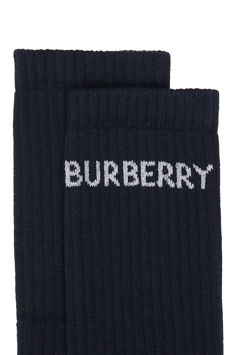 Metallic Logo Crew Socks (Nordstrom Exclusive), Alternate, color, DARK CHARCOAL BLUE