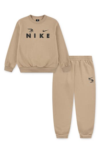 3 Brand Kids' Triple Logo Sweatshirt & Joggers Set In Brown