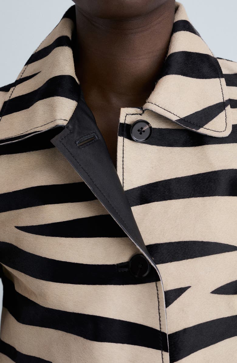 MANGO Zebra Print Leather Jacket, Alternate, color,