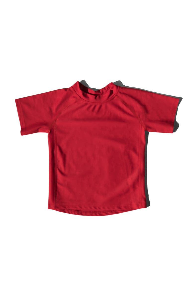 Leveret Kids Short Sleeve Rash Guard, UPF 50+ Swim Shirt, Alternate, color, Red