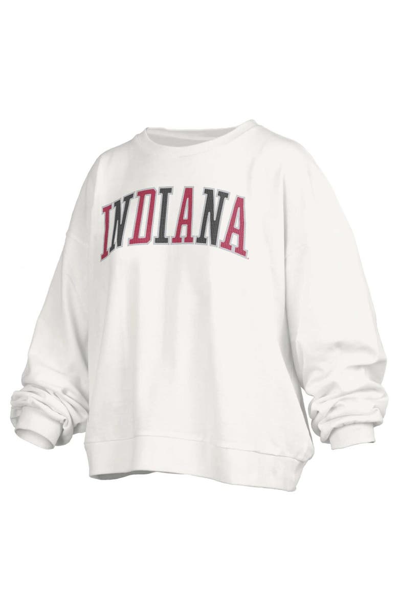 PRESSBOX Women's Pressbox White Indiana Hoosiers Janise Waist Length Oversized Pullover Sweatshirt, Main, color, White