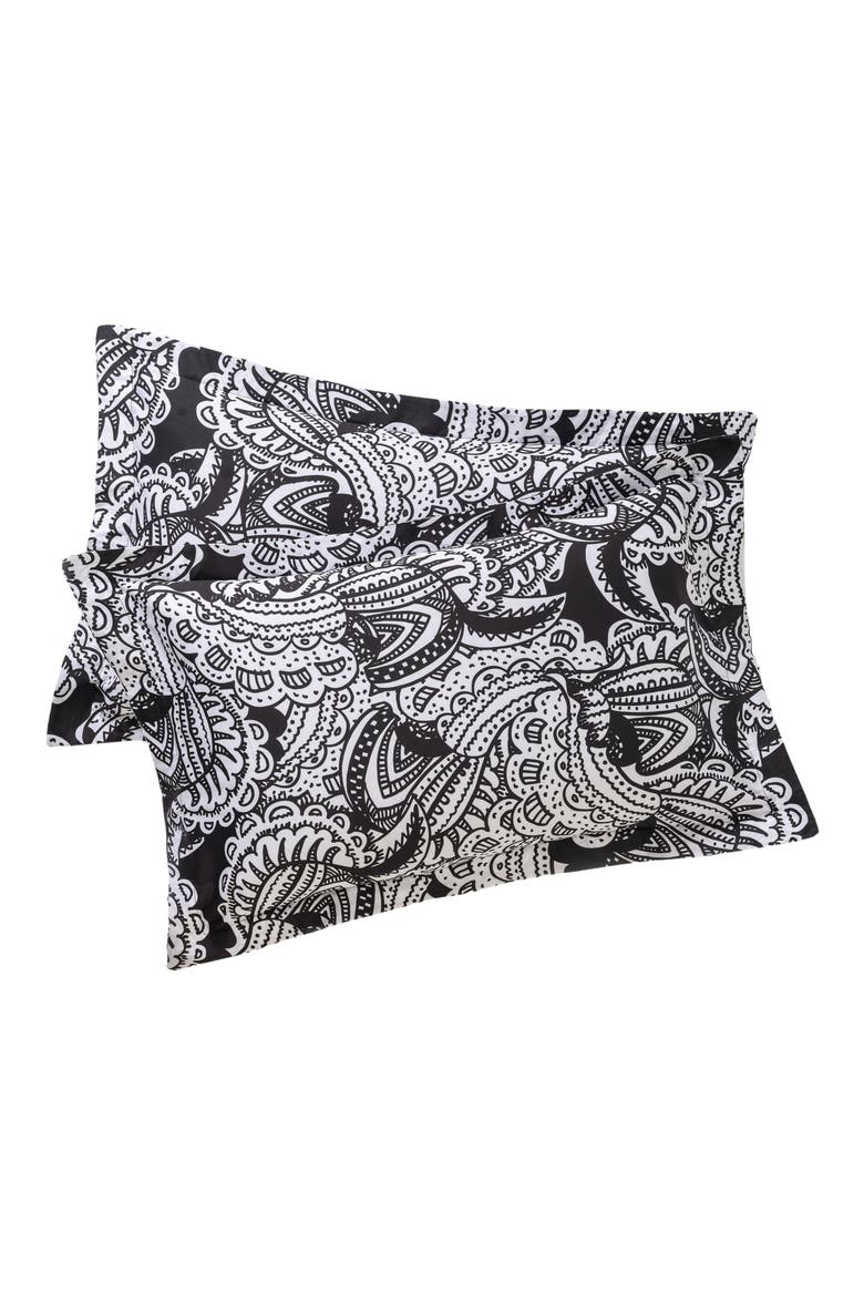 Set of Two Paisley Print Pillow Sham, Main, color, BLACK