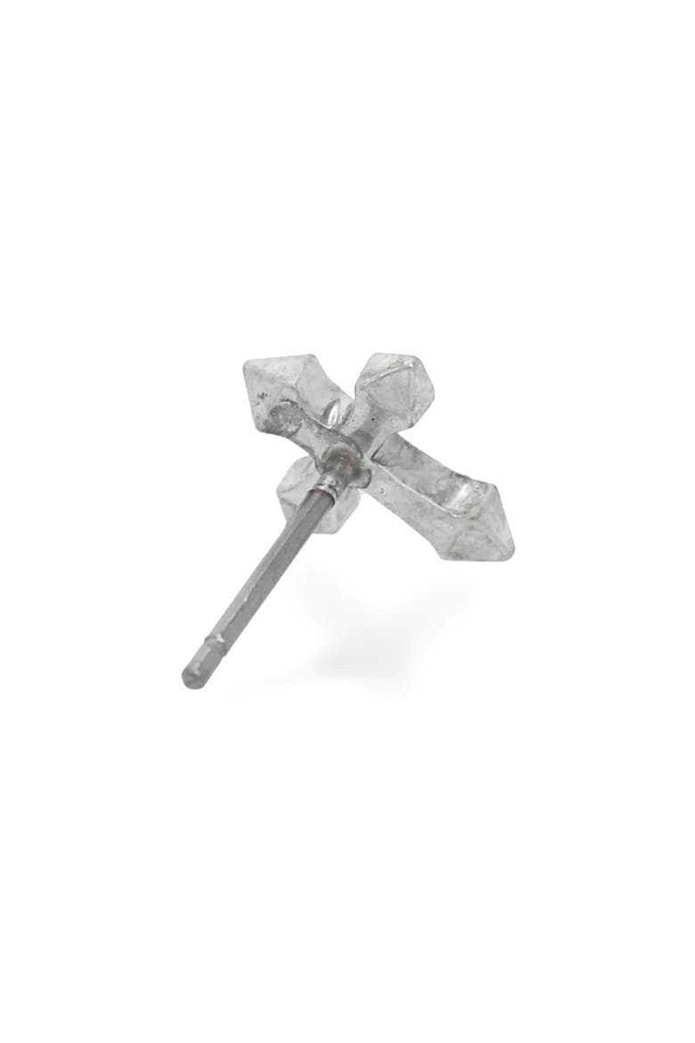Cross Single Stud Earring, Alternate, color, WARM SILVER
