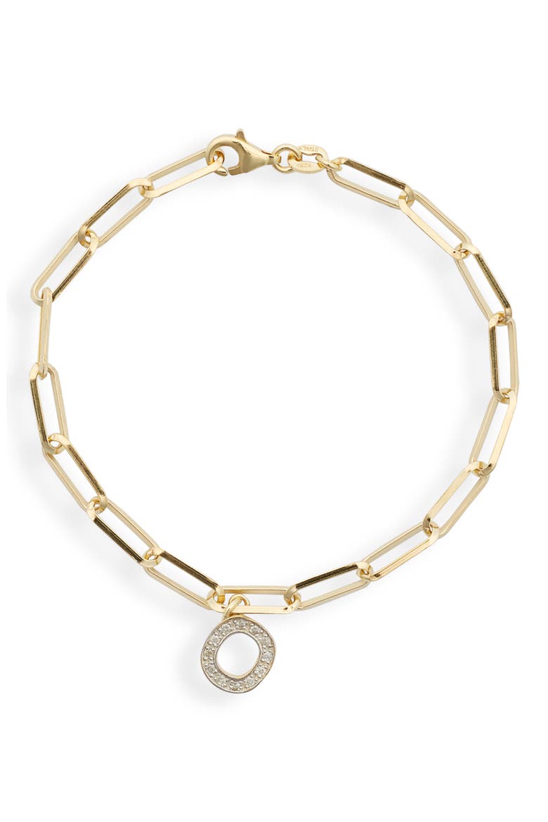 Diamond Initial Charm Bracelet, Main, color, YELLOW-O