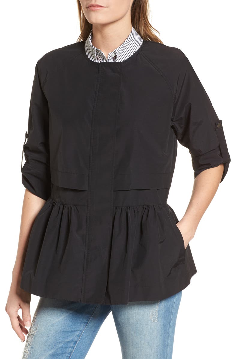 Caslon<sup>®</sup> Peplum Cotton Blend Utility Jacket, Alternate, color,