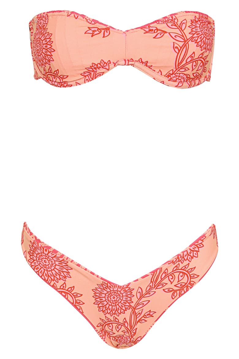 Coral Reef Rosebud Bandeau Bikini Top, Alternate, color, MEDIUM PINK