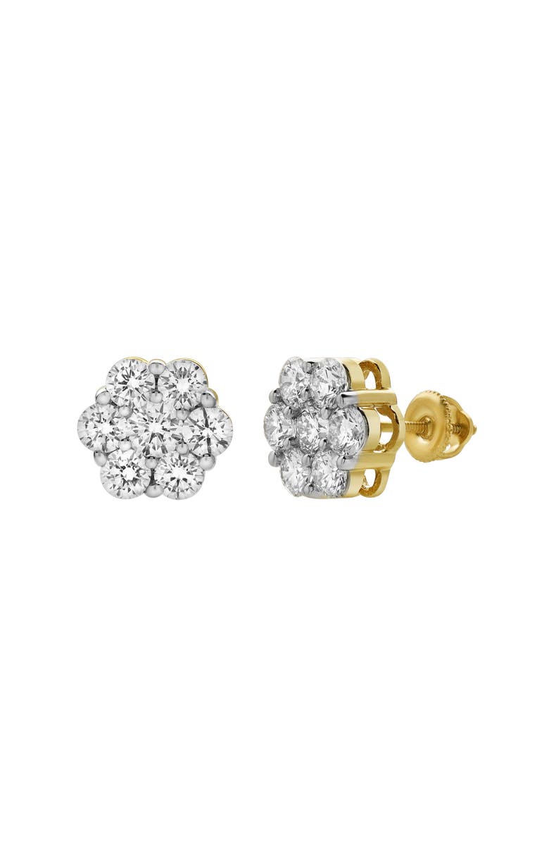 LuvMyJewelry Meadow 14K Yellow Gold Cluster Lab Grown Diamond Unisex Earrings - 2.04 Cts, Main, color, 14K Yellow Gold