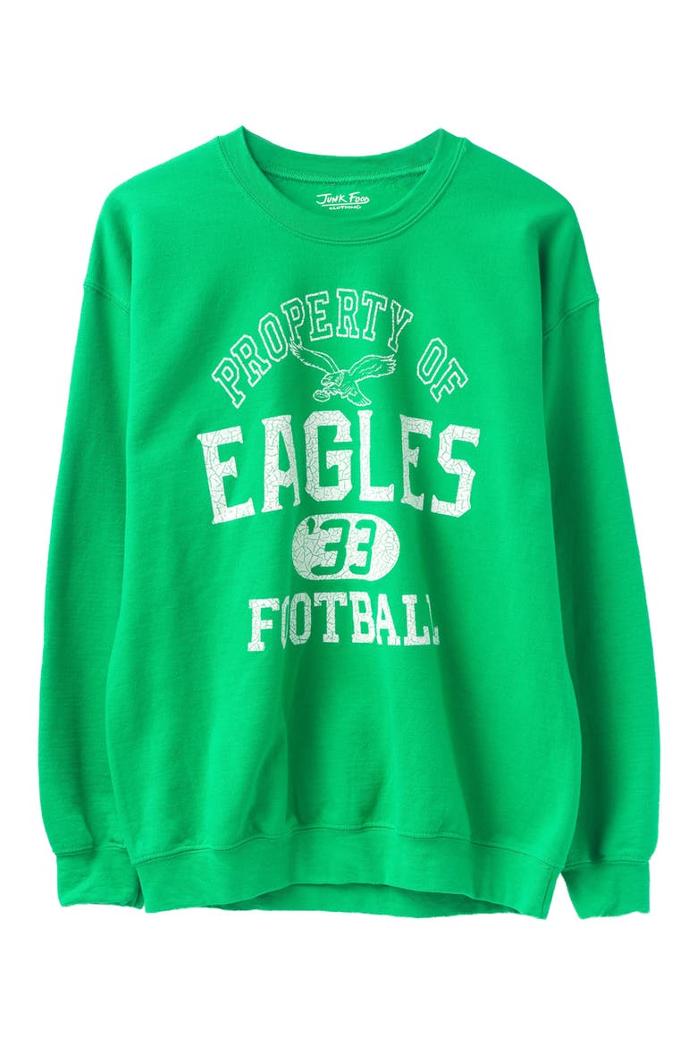 Philadelphia Eagles Property of Flea Market Crewneck Sweatshirt, Main, color, IRISH GREEN