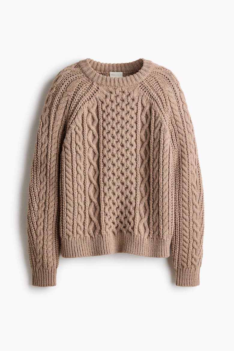 Cable-knit Jumper, Alternate, color, Taupe