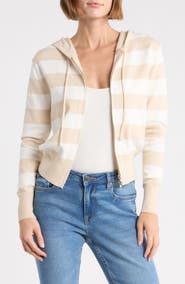 Vigoss Rugby Stripe Zip-Up Hoodie