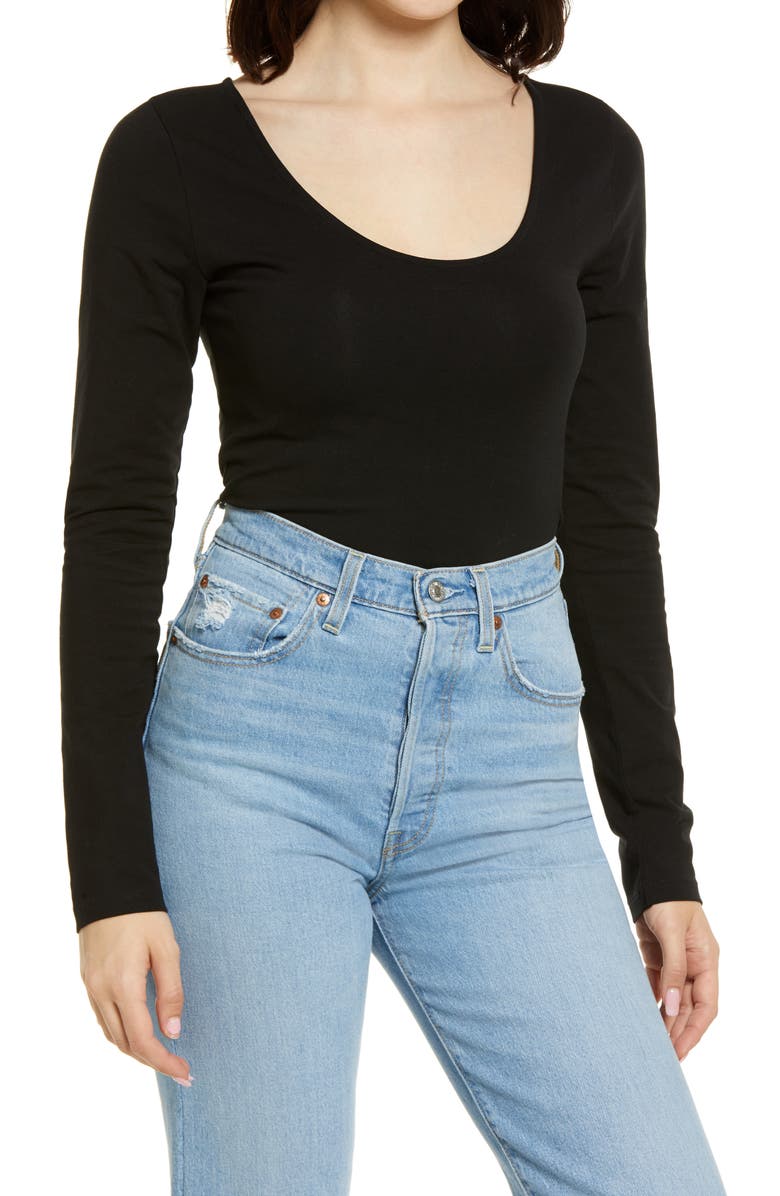 BP. Crop Long Sleeve Scoop Neck T-Shirt, Main, color,