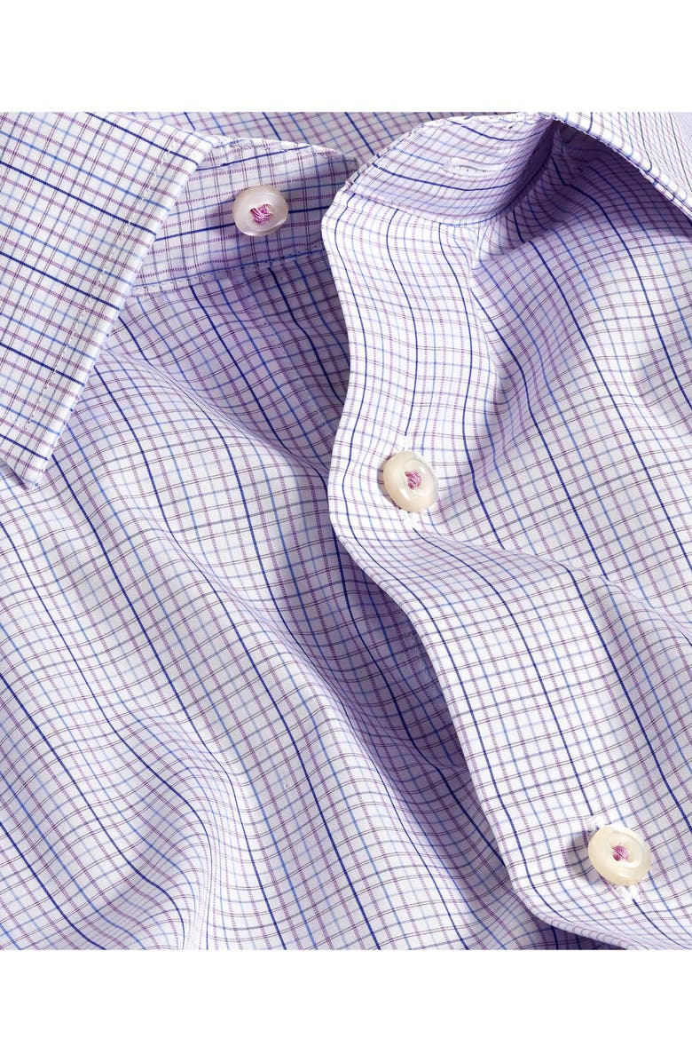David Donahue Regular Fit Check Print Cotton Dress Shirt, Alternate, color, Purple/ Multi
