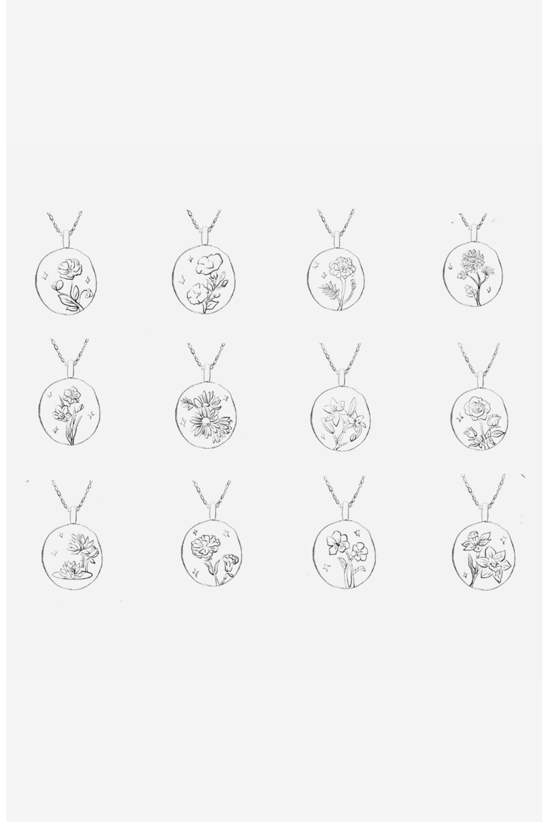 Silver Birth Flower Necklace, Alternate, color, Water Lily July