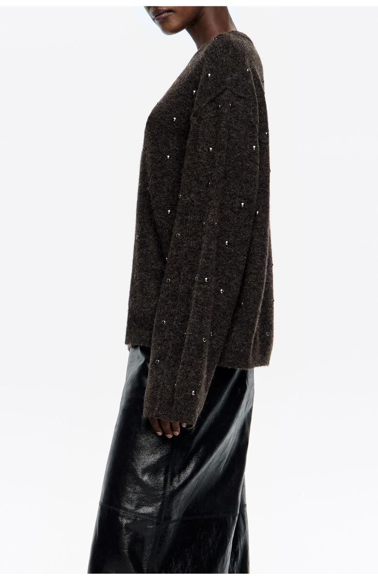 Bimba y Lola Boxy Sweater With Rivets, Alternate, color, Dark Grey