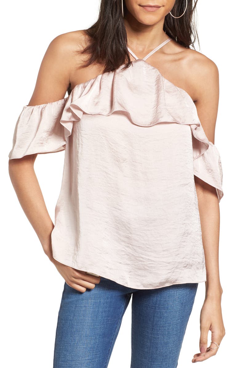 Ten Sixty Sherman Satin Cold Shoulder Top, Main, color, 