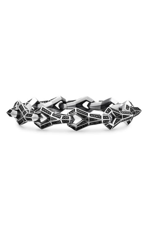 Men's Faceted Link Bracelet with Pavé Black Diamonds